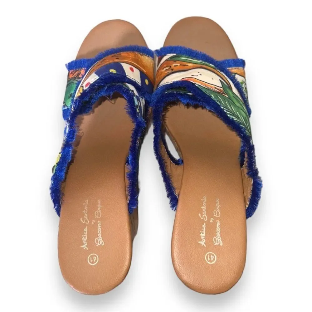 Antica Sartoria by‎ Giacomo Cinque Colorful Wedge Sandals Women's 10.5